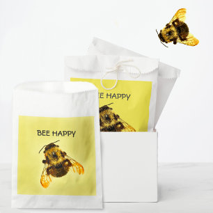 Bee Happy Yellow Bumblebee Yellow Favour Bags