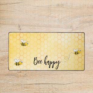 Bee happy yellow honeycomb desk mat