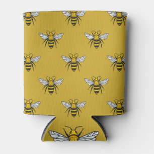 Bee Haven: Vintage Yellow Pattern Can Cooler