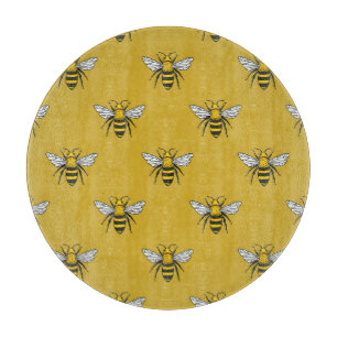 Bee Haven: Vintage Yellow Pattern Cutting Board