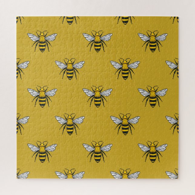 Bee Haven: Vintage Yellow Pattern Jigsaw Puzzle (Vertical)