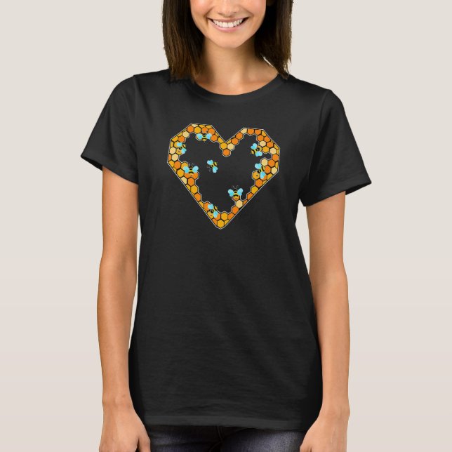 Bee Heart Beekeeper Environment Conservation Honey T-Shirt (Front)