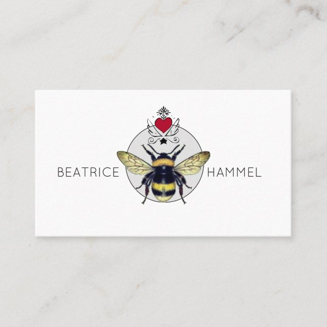 Bee Heart Wings Social Calling Card (Front)