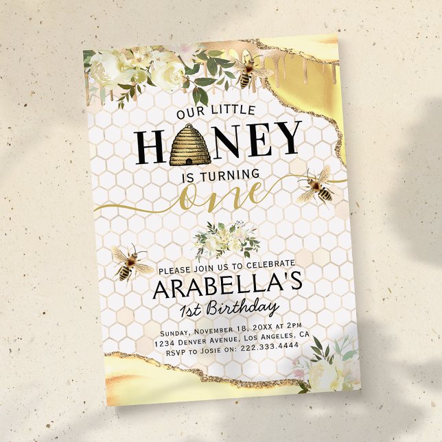 Bee Hive 1st Birthday Party Invitation (Creator Uploaded)