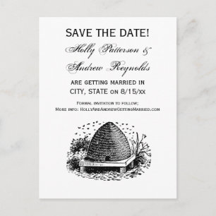 Bee Hive and Bees #1 Heraldic Vintage Announcement Postcard