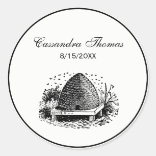 Bee Hive and Bees #1 Heraldic Vintage Classic Round Sticker