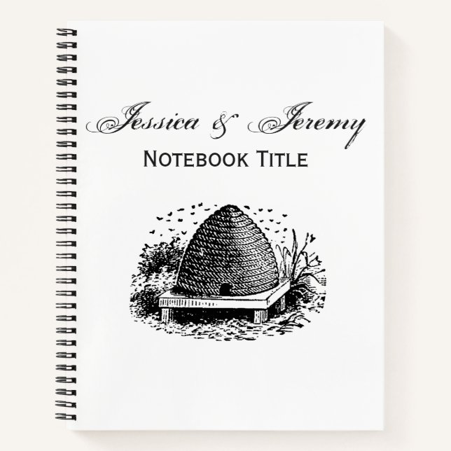 Bee Hive and Bees #1 Heraldic Vintage Notebook (Front)