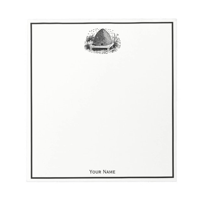 Bee Hive and Bees #1 Heraldic Vintage Notepad (Front)