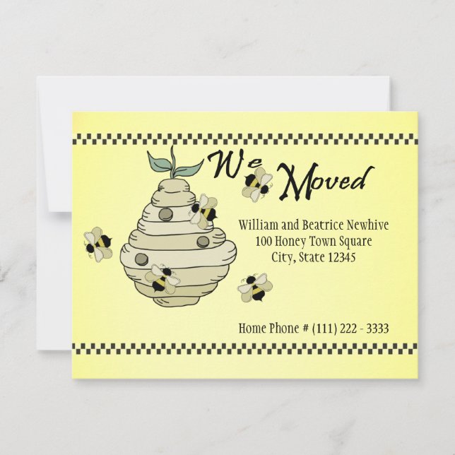 Bee Hive Change of Address Announcement (Front)