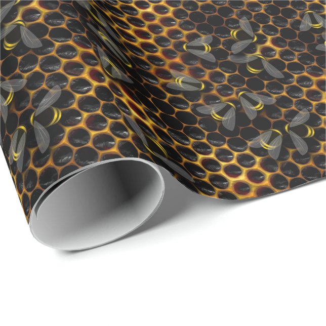 Bee hive honey comb beekeeper bee farm wrapping paper (Roll Corner)