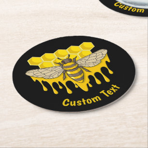 Bee Hive Honey Round Paper Coaster
