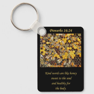 Bee Hive. Kind words are like honey.Christian gift Key Ring