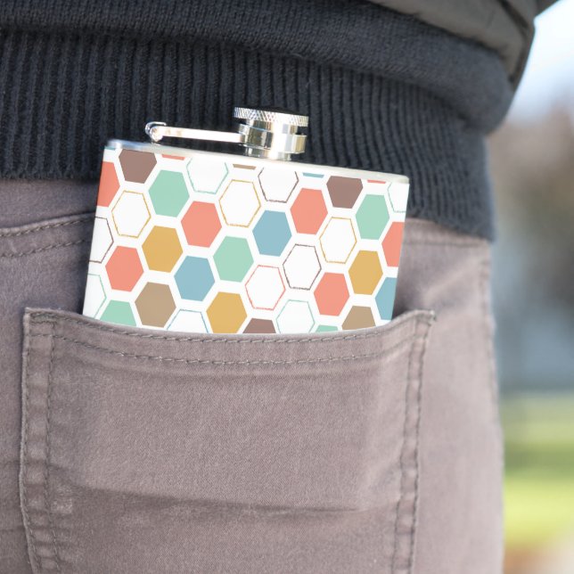 Bee Hive Module Pattern Hip Flask (In Situ)