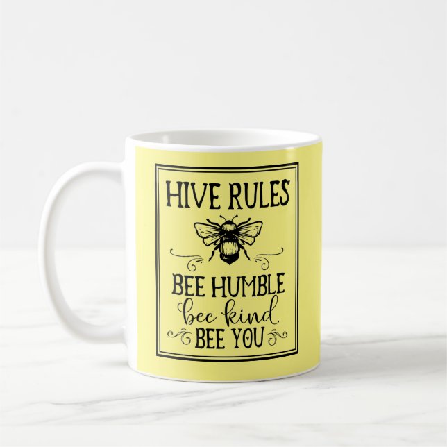 Bee Hive Rules Word Art Coffee Mug (Left)