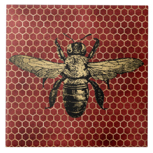 Bee Hive Rustic Gold Honeycomb Red Tile