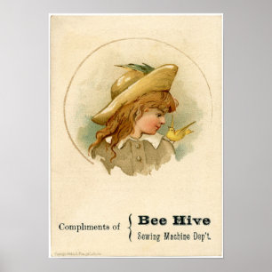 Bee Hive Sewing Machine Ad Poster
