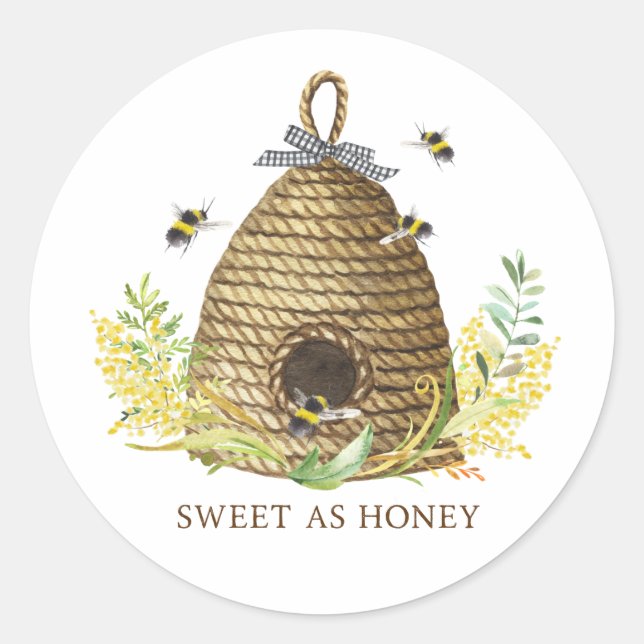 Bee Hive Sweet as Honey Classic Round Sticker (Front)