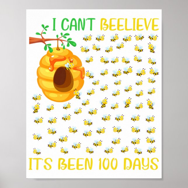 Bee Hive Tree 100 Days Of School Teacher Boy Girl  Poster (Front)