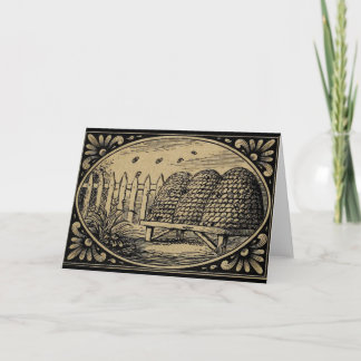 Bee Hives Vintage Drawing - Blank Greetings Card