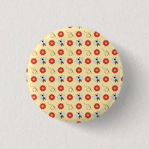 Bee Honey And Flower 3 Cm Round Badge