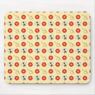 Bee Honey And Flower Mouse Mat