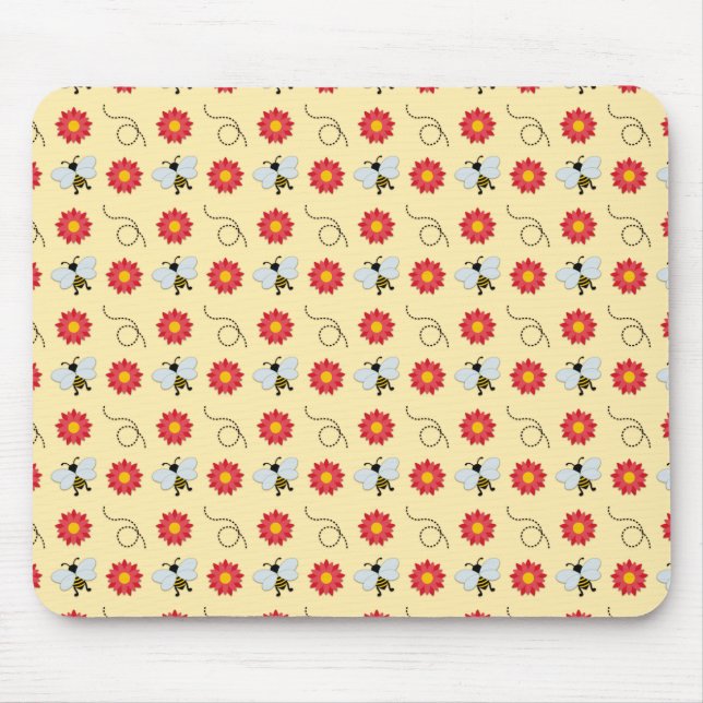Bee Honey And Flower Mouse Mat (Front)