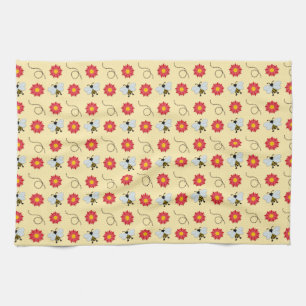 Bee Honey And Flower Tea Towel