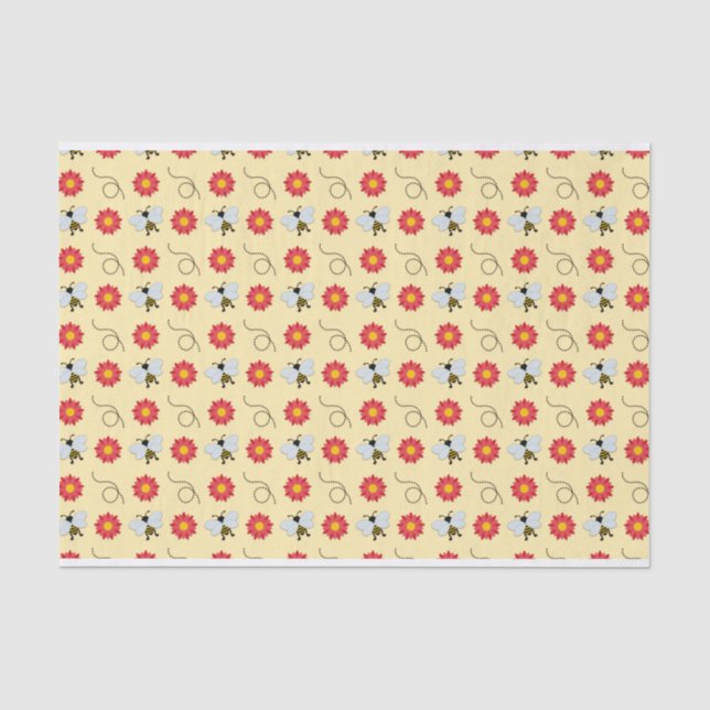 Bee Honey And Flower Tissue Paper (Front)