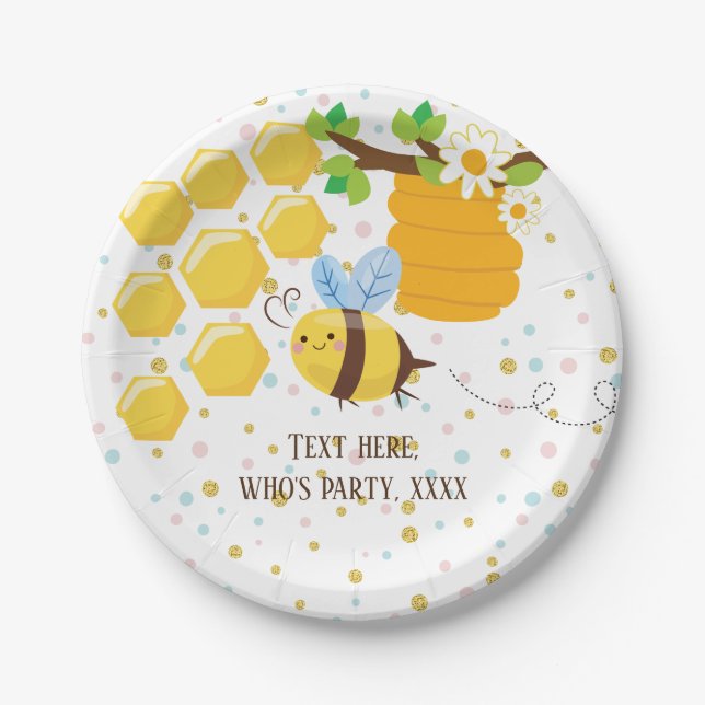 bee, honey bee, honey comb , Bumble bee Paper Plate (Front)