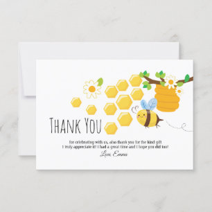 bee, honey bee, honey comb , Bumble bee thank you Card