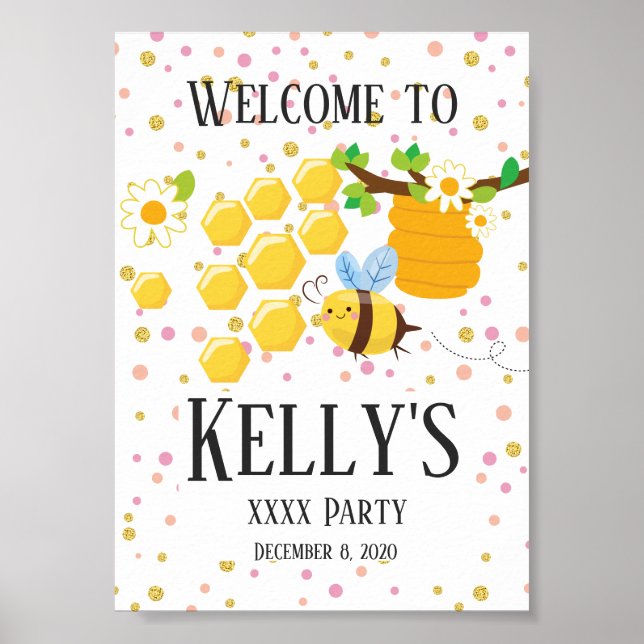 bee, honey bee, honey comb , Bumble bee welcome Poster (Front)