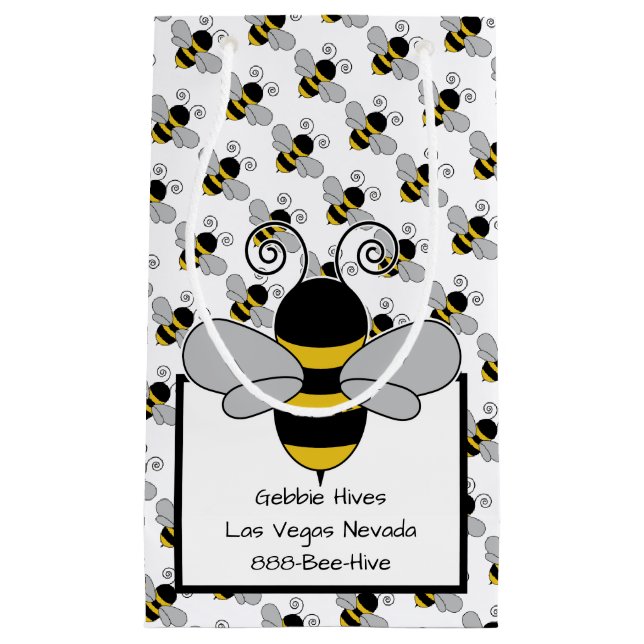 Bee Honey Bee with Text Block Small Gift Bag (Front)