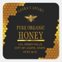 Bee Honey Jar Lid Product Label Apiary Honeycomb