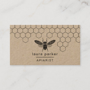 Bee Honey Seller Apiarist Black White Hexagon Busi Business Card