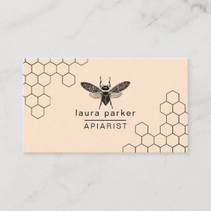 Bee Honey Seller Apiarist Black White Hexagon Busi Business Card