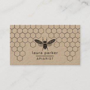 Bee Honey Seller Apiarist Black White Hexagon Busi Business Card