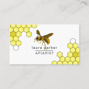 Bee Honey Seller Apiarist Black Yellow Letterpress Business Card