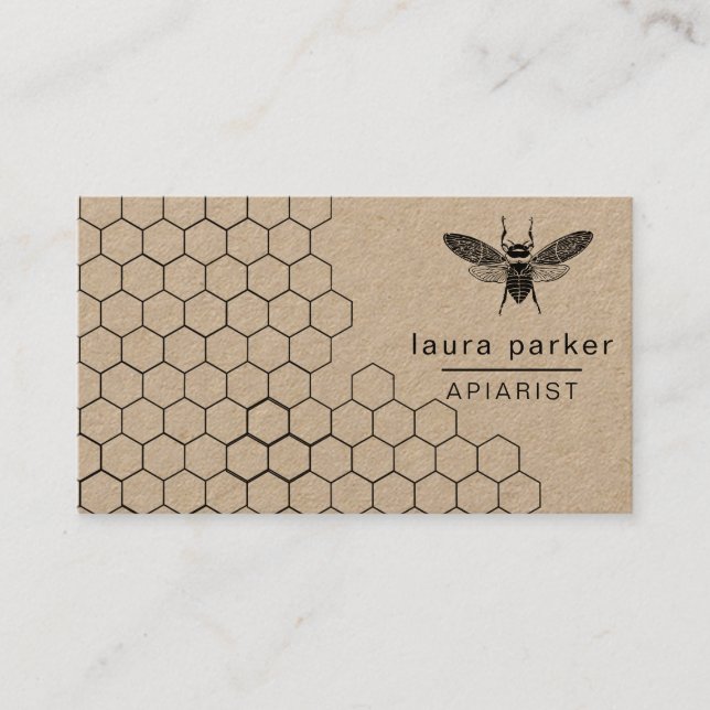 Bee Honey Seller Apiarist Hexagon vintage Business Card (Front)
