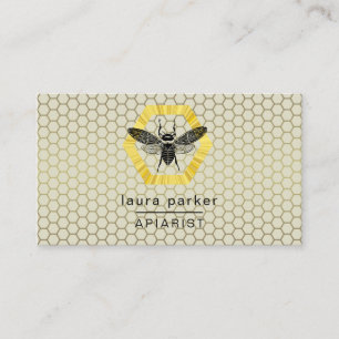 Bee Honey Seller Apiarist Lime Yellow Gold Hexagon Business Card