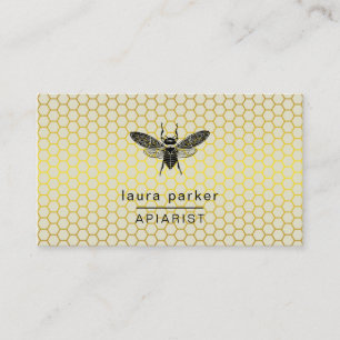 Bee Honey Seller Apiarist Lime Yellow Hexagon Business Card