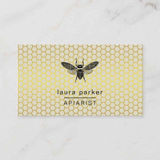 Bee Honey Seller Apiarist Lime Yellow Hexagon Business Card (Front)