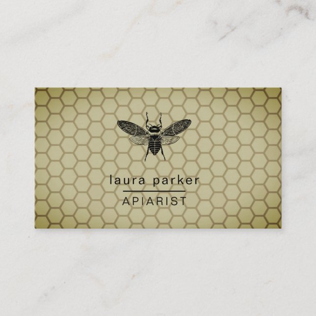 Bee Honey Seller Apiarist Lime Yellow Hexagon Business Card (Front)