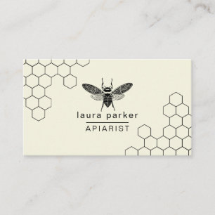 Bee Honey Seller Apiarist Minimal Hexagon   Business Card