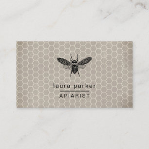 Bee Honey Seller Apiarist Rustic Brown Hexagon Business Card