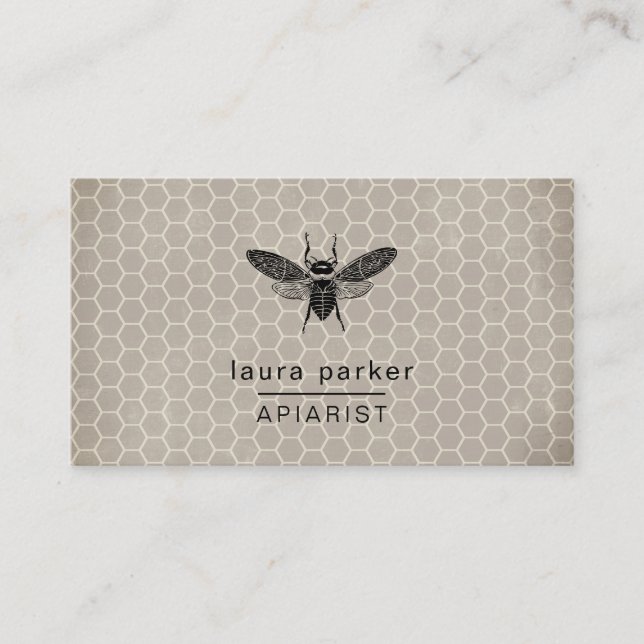 Bee Honey Seller Apiarist Rustic Brown Hexagon Business Card (Front)