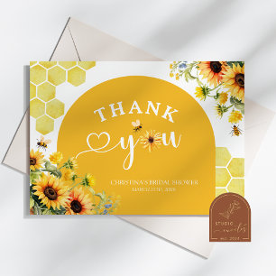 Bee Honey Sunflower Thank You Card