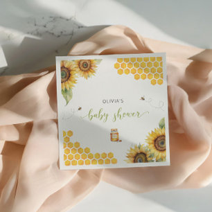 Bee Honey Sunflowers Baby Shower Napkin