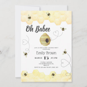 Bee Honey Watercolor Oh baby Baby Shower Invitation