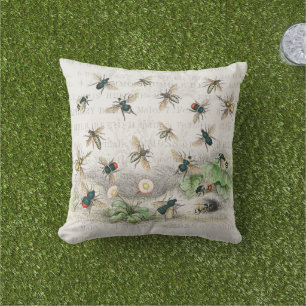 Bee Honey Worker Queen Bees Antique  Cushion