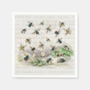 Bee Honey Worker Queen Bees Antique  Napkin